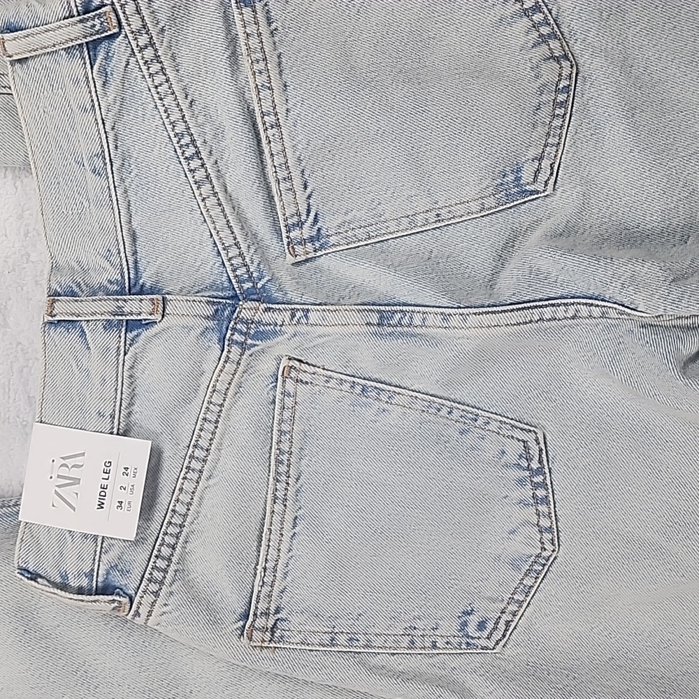 Zara High Rise Full Length Distressed Hem Jeans Brand New With Tags - Picture 11 of 16